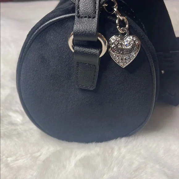Juicy Couture - Let It Shine-Black Velvet Barrel Handbag with Rhinestone Bling - Picture 7 of 14